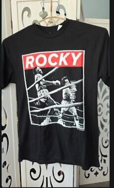 Rocky Balboa vs Apollo Creed Graphic T-Shirt Mens xlt Black Movie Tee MGM nwt
